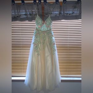Yellow Flower Tulle Prom Dress